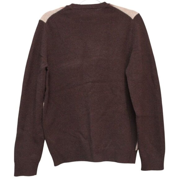 Express Mens Sweater Size Small 100% Lambs Wool Argyle Preppy Academia Brown - Picture 9 of 12